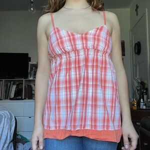 Roxy Red and White Plaid Camisole